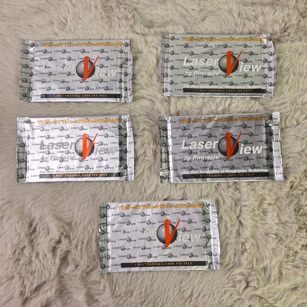Lot of 5 1995 Pinnacle Laser View NFL Football Sealed Packs Hologram Cards